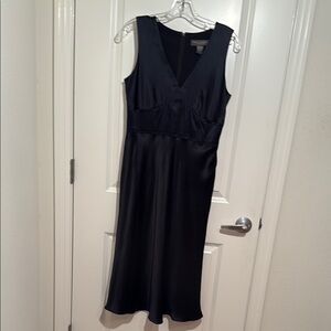 Banana Republic Black Sheath Midi Dress V-Neck Sleeveless